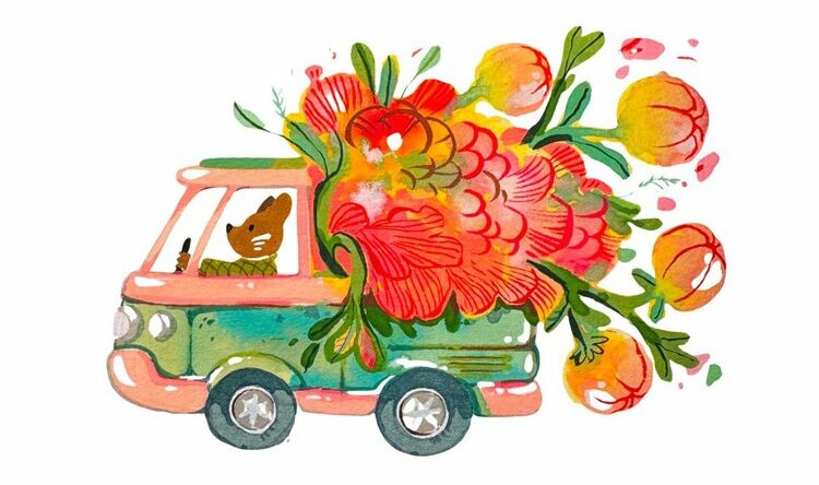 Illustration camion de fleuriste par La Petite Ruse