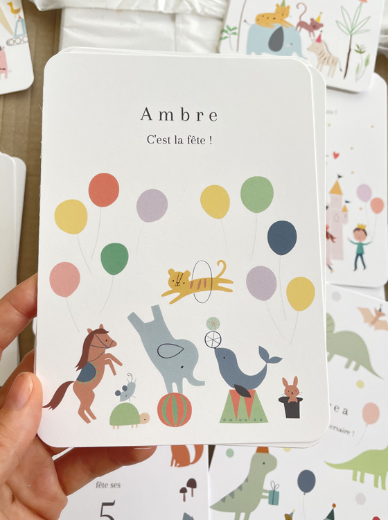 Sarah Betz illustratrice Cubeely, cartes d'anniversaire