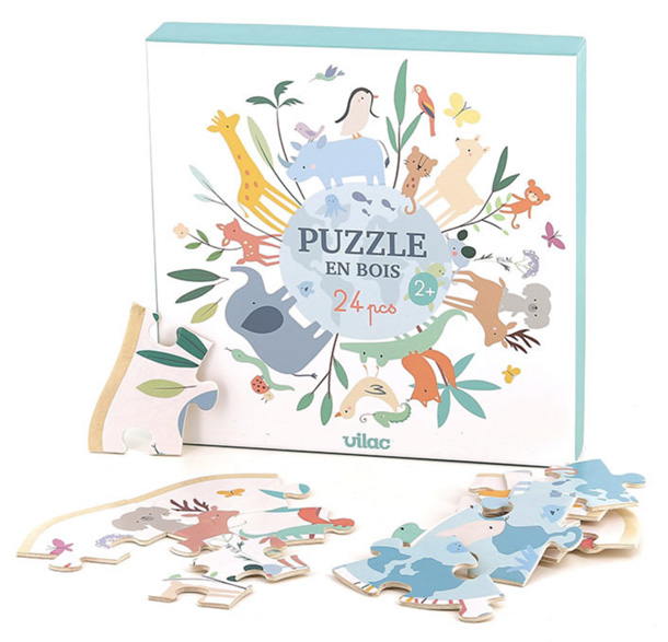 Puzzle 24 pièces en bois Vilac illustré par Sarah Betz Cubeely